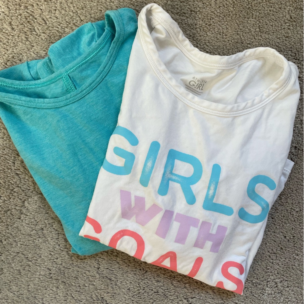 Athleta Girls' Graphic Tee Set - White and Teal